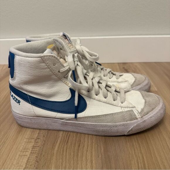 Nike Shoes - Nike Blazer Mid 77 Athletic Club White and Marina High-Top Sneakers